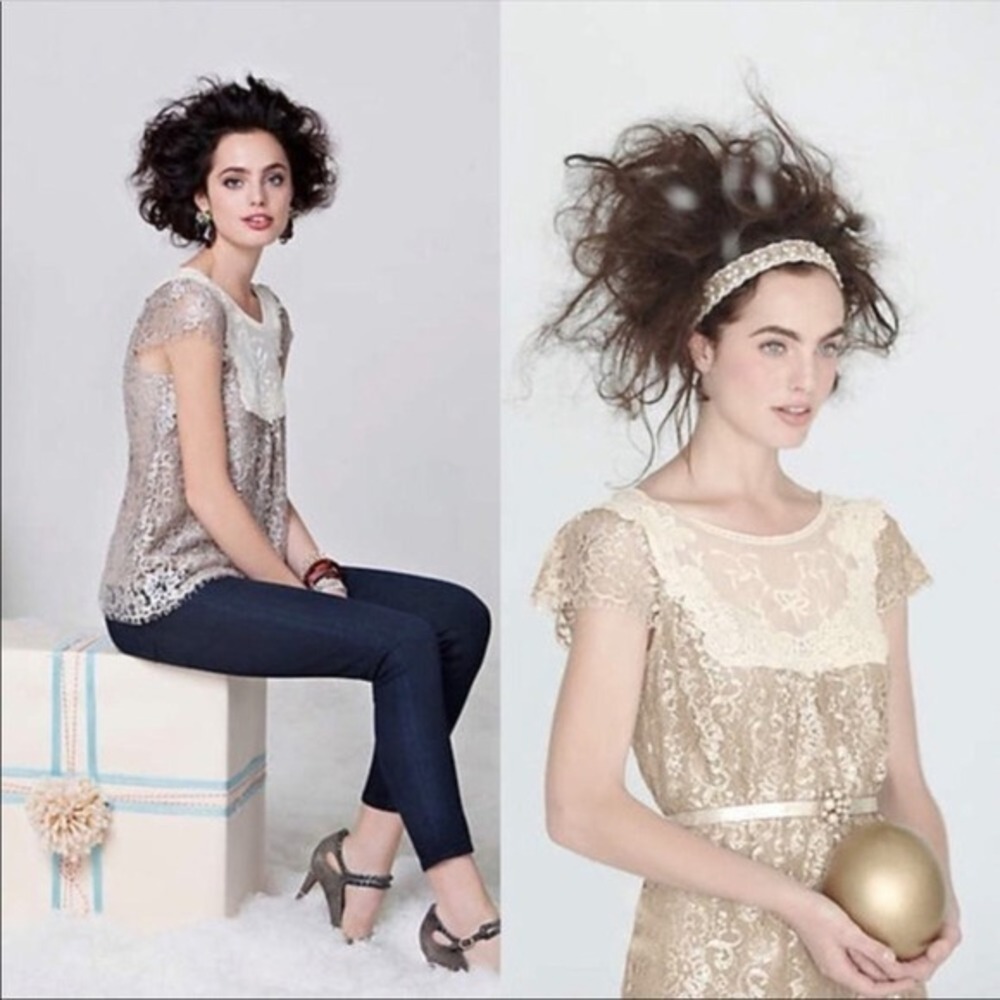 Anthropologie HD in Paris Lace Metallic Top